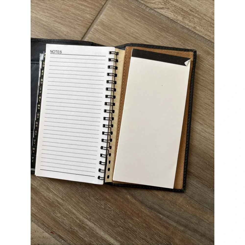 New Vnt St. Dennis Black Leather Address Book & 2 Inner Pockets Notepad 4